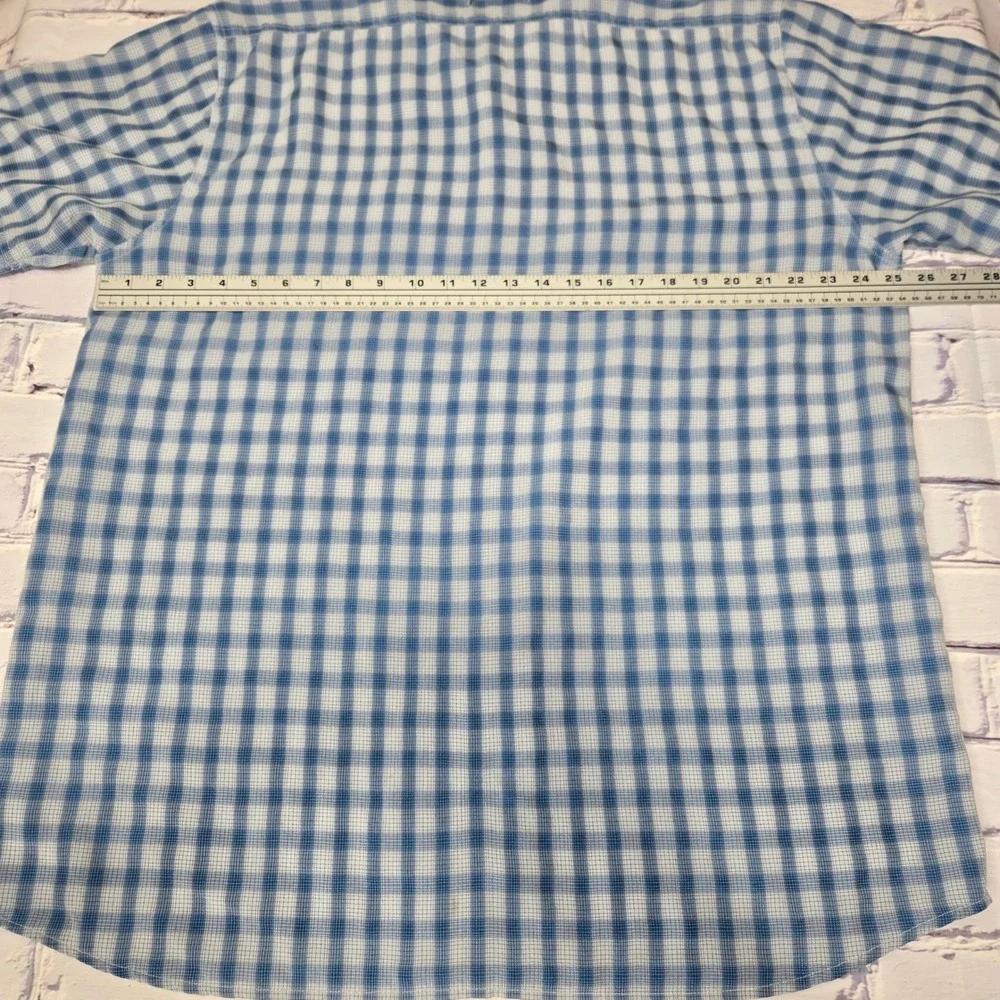 VTG Y2K The North Face Mens Plaid Short Sleeve Button Up‎ Shirt XXL Blue Outdoor